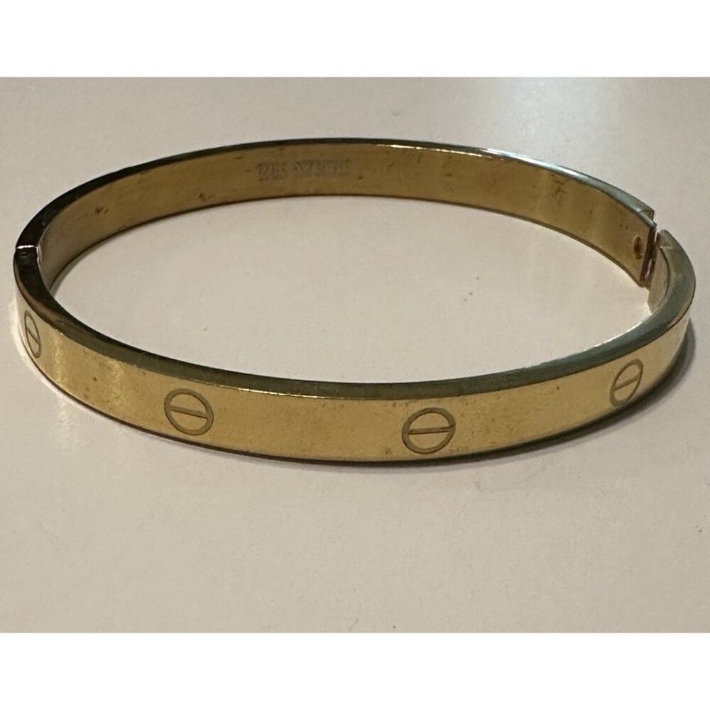 Gold Tone Stainless Steel Love Cross Hinge Bracelet Circle Bangle Metal